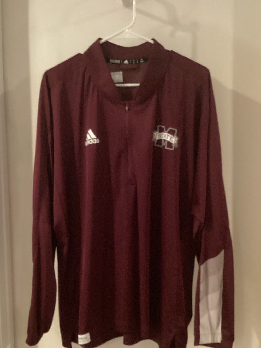adidas Maroon Quarter-Zip Mississippi State Pullover